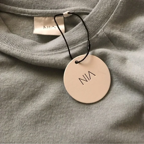 NIA Dusty Blue Cropped Raglan Top - Picture 4 of 5